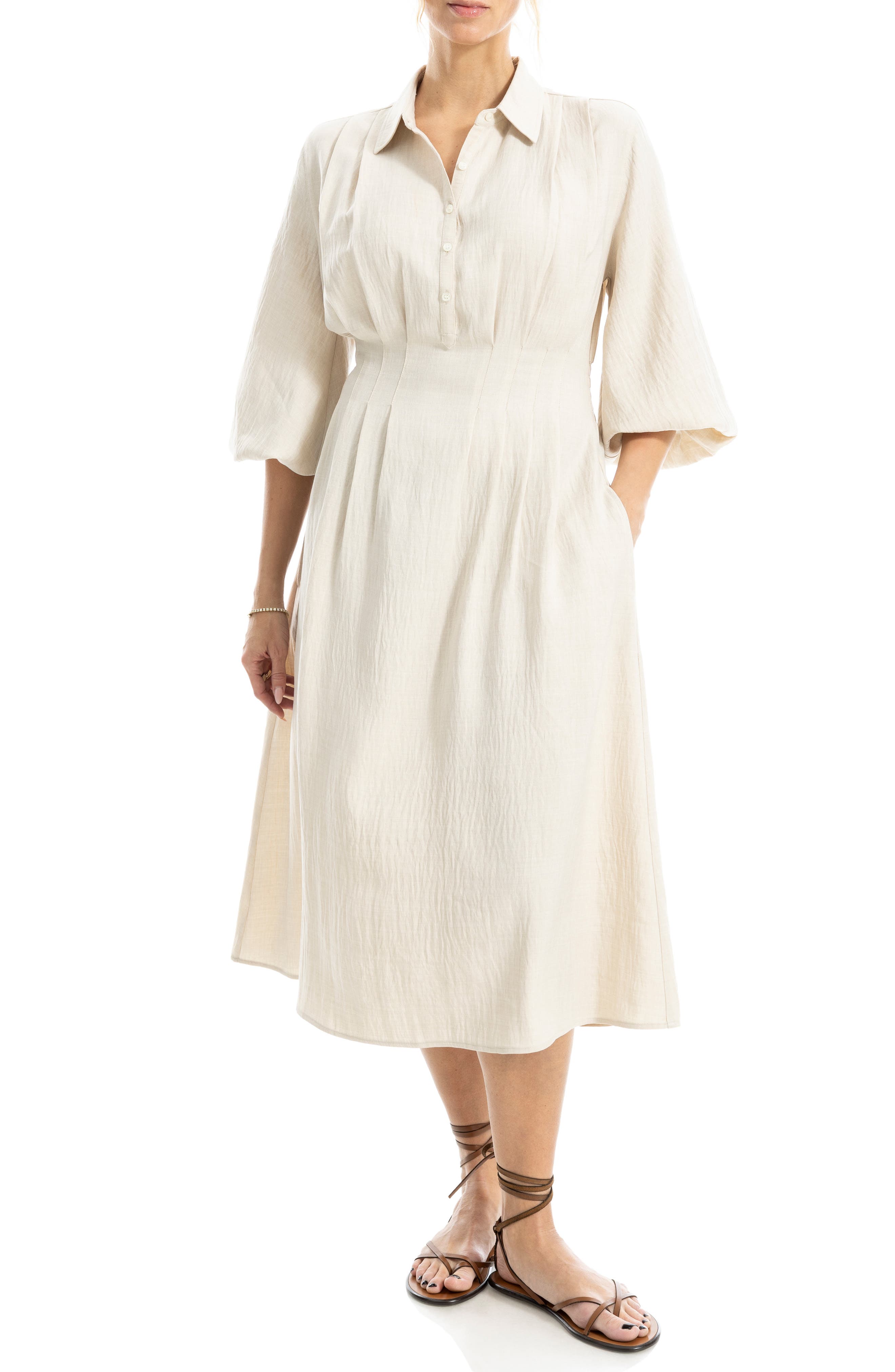 MAX STUDIO Balloon Sleeve Shirtdress