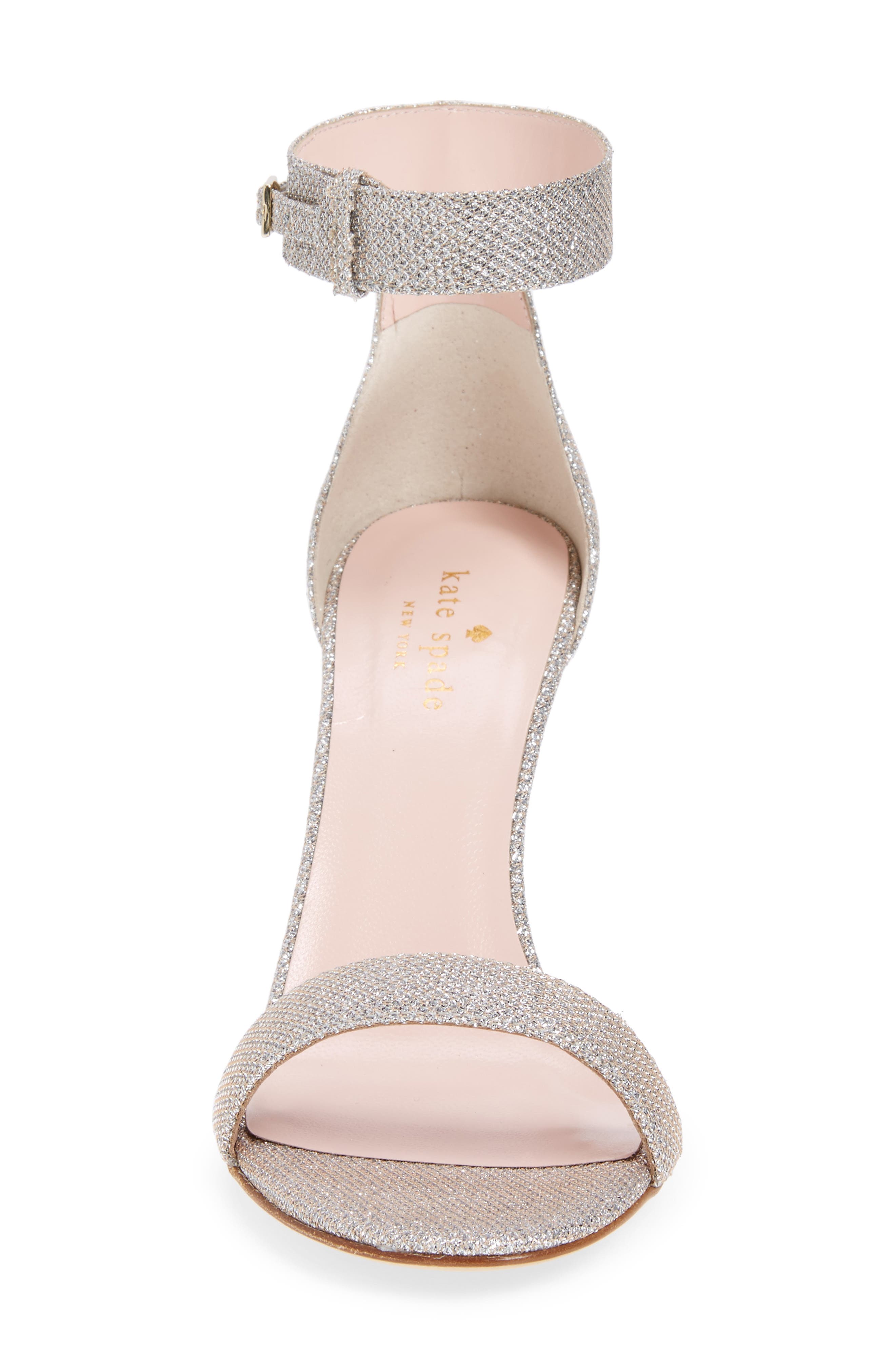 'isa' ankle strap sandal, Alternate, color, SILVER/ NATURAL