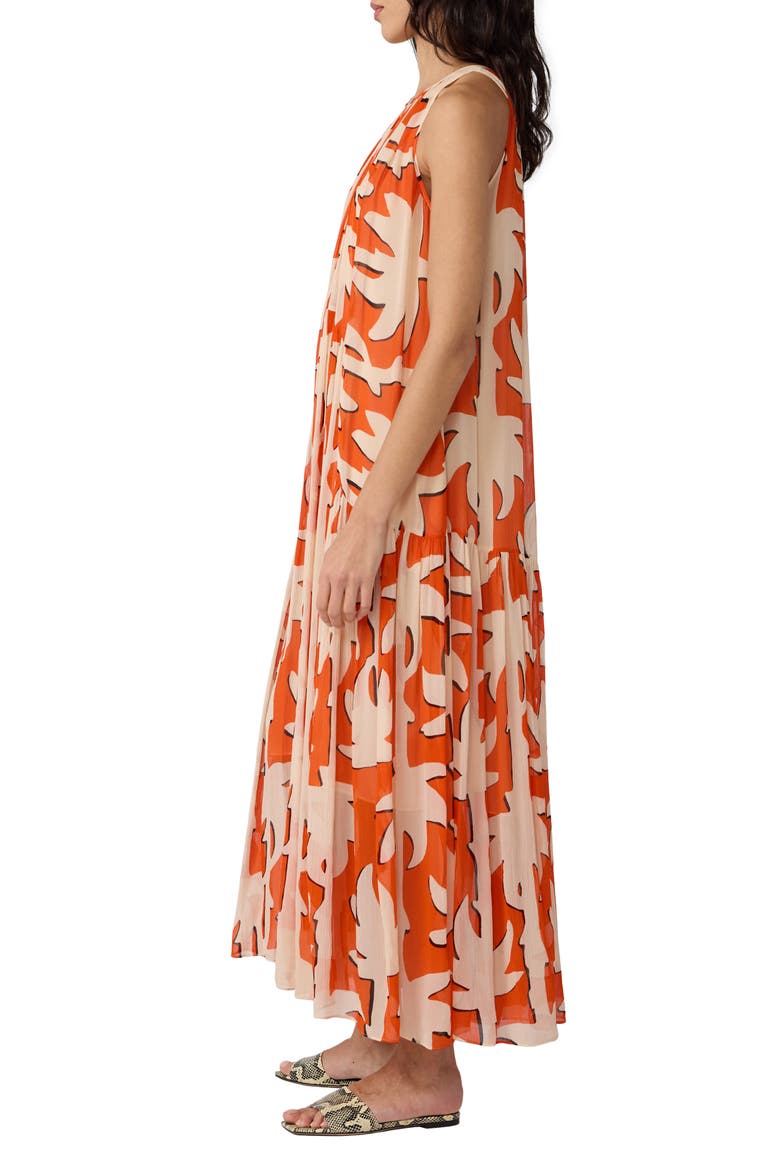 Cherry Abstract Print Maxi Dress, Alternate, color, HERITAGE PALM BIG BURNT ORANGE