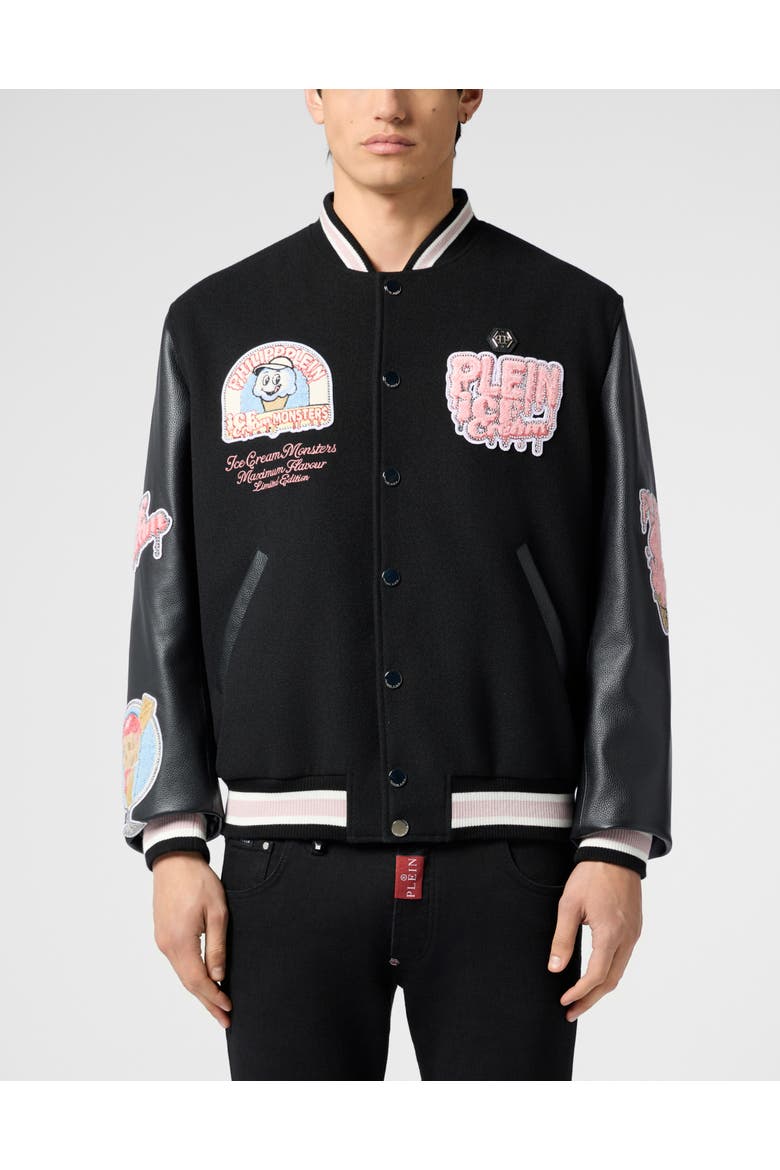 College Bomber Ice Cream Monsters Men, Main, color, black