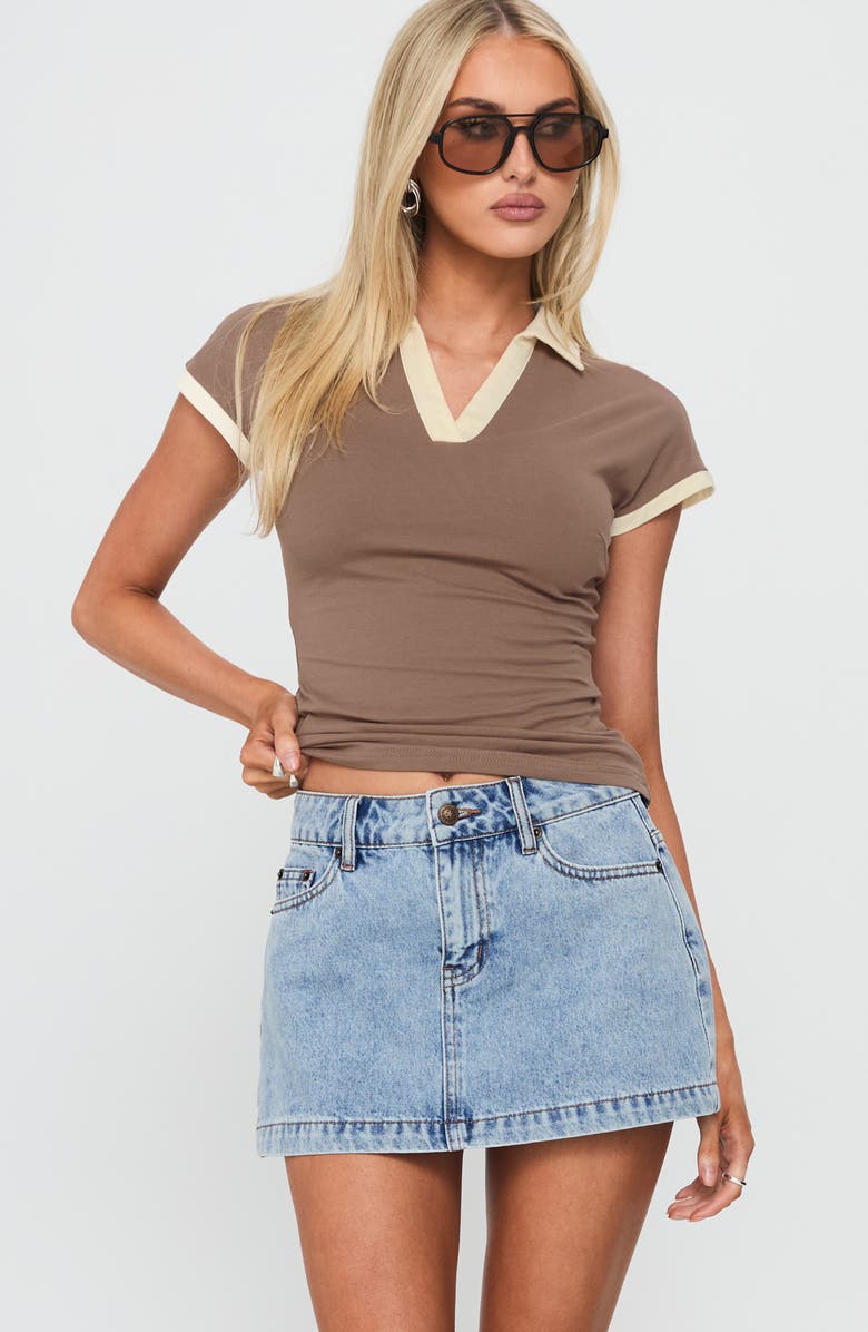 Princess Polly Nicolina Low Rise Denim Miniskirt, Alternate, color, Ice Blue Wash