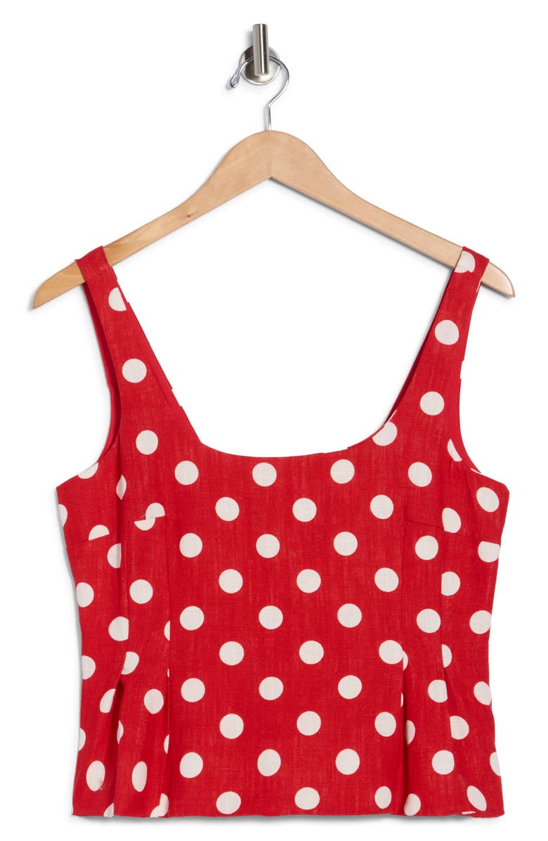 CeCe Polka Dot Print Peplum Top, Alternate, color, Racing Red