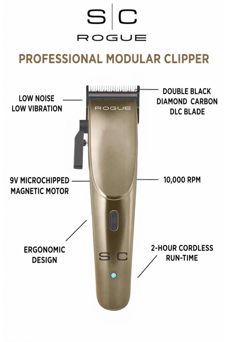 Rogue Professional Cordless Hair Clipper, Alternate, color, Gunmetal