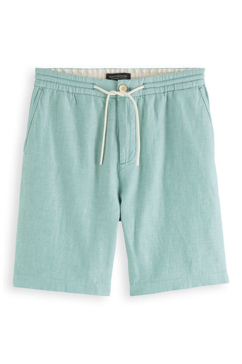 Organic Cotton & Linen Drawstring Shorts, Alternate, color, SAGE