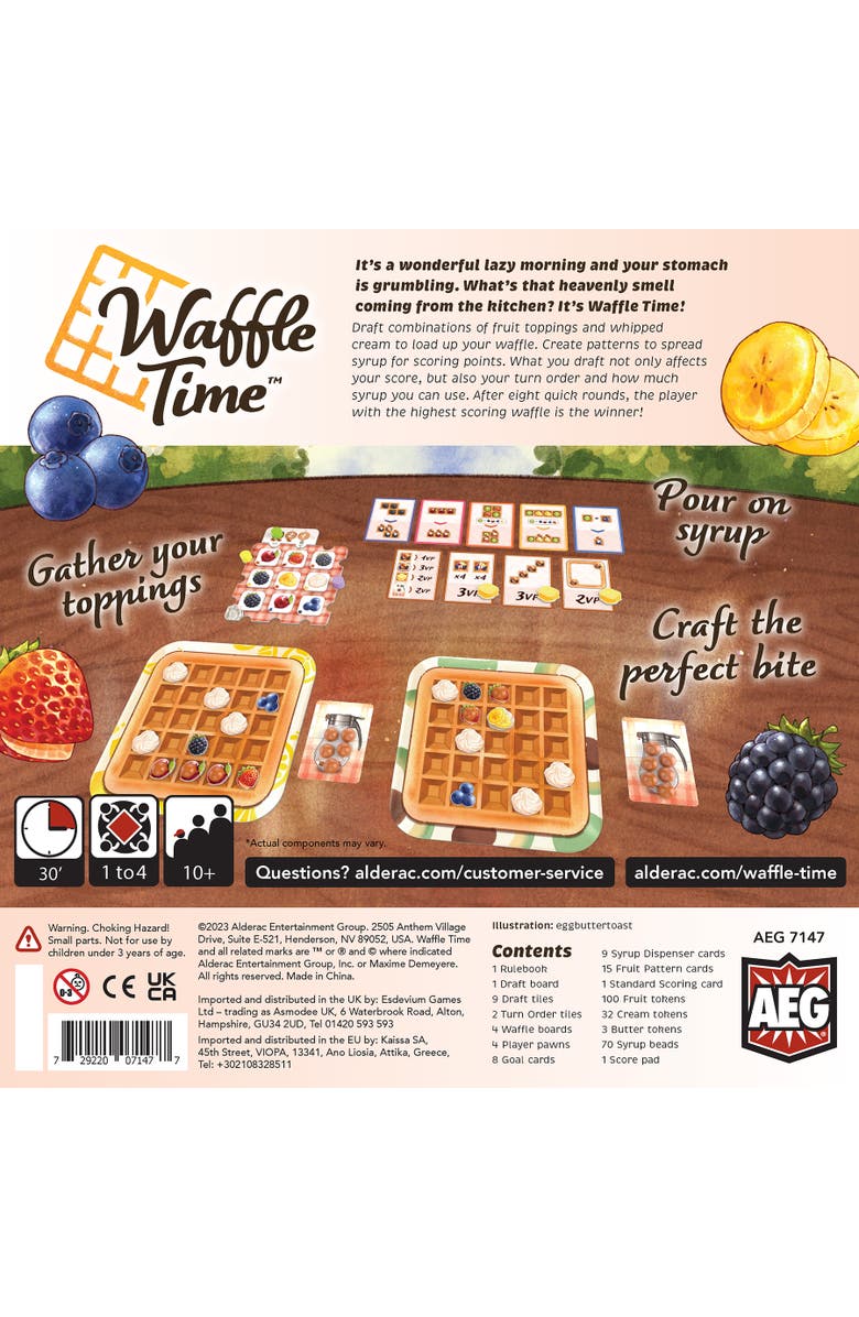Alderac Entertainment Group Waffle Time Tile Placement Game, Pattern Building, Alternate, color, Multicolored