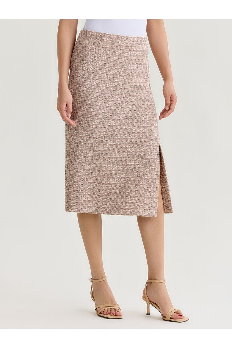 Tonal Tweed Straight Knit Skirt, Alternate, color, Beige