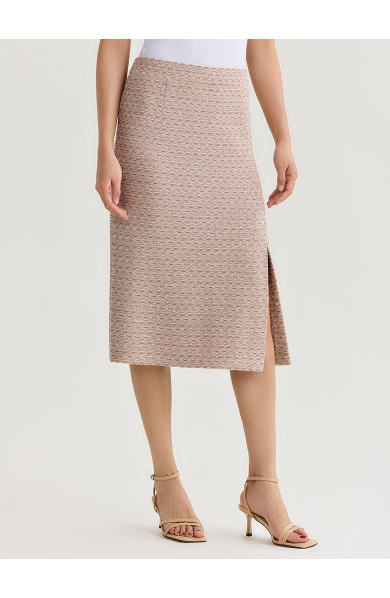 Misook Tonal Tweed Straight Knit Skirt, Alternate, color, Beige