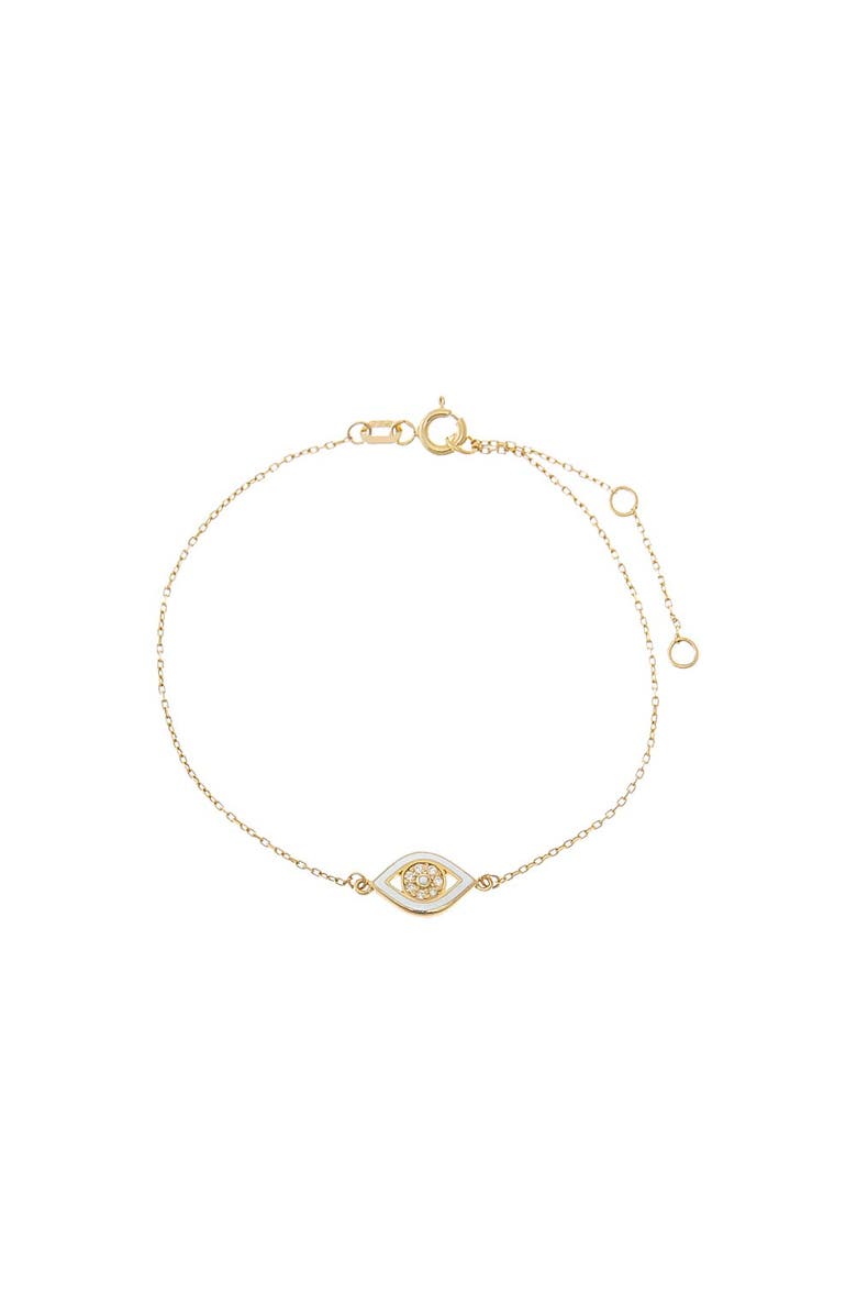 BY ADINA EDEN Diamond & Enamel Evil Eye Charm Bracelet 14K, Main, color, 14K Gold