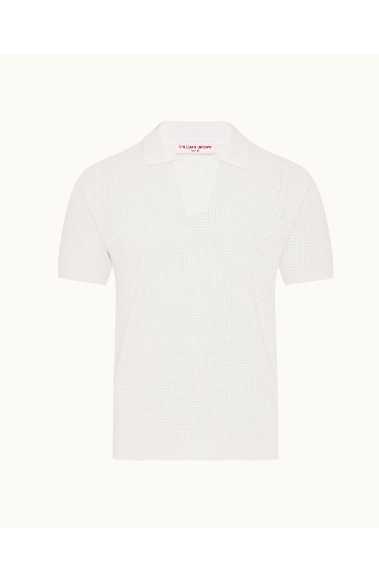 Orlebar Brown Roddy Tailored Fit Open Mesh Stitch Polo Shirt, Main, color, White