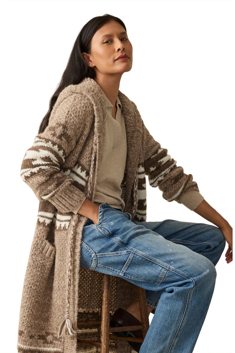 SPJ Hooded Alpaca Blend Long Cardigan, Alternate, color, MOCHA CHAHTAH