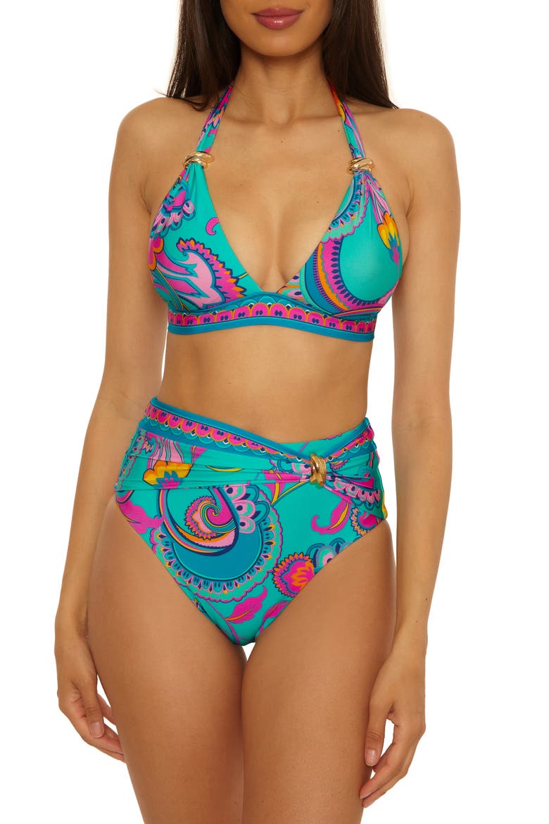 Mykonos High Waist Bikini Bottoms, Alternate, color, MULTI