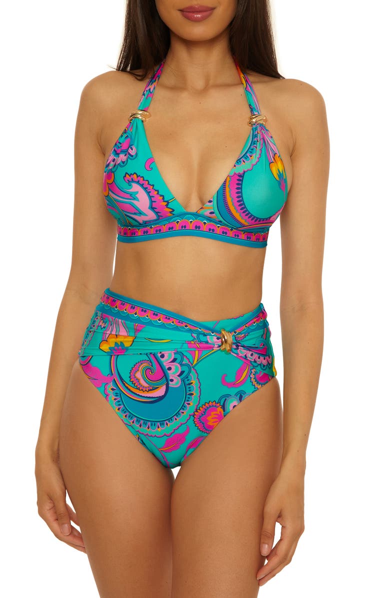 Trina Turk Mykonos Banded Halter Bikini Top, Alternate, color, Multi