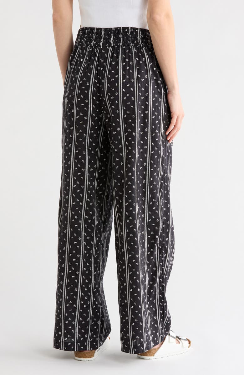 Melrose and Market Pull On Slub Pants, Alternate, color, Black- Ivory Leaf Mix Stripe