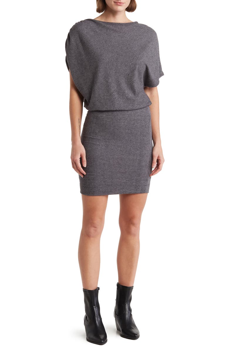 GO COUTURE Short Sleeve Sweater Dress, Main, color, Charcoal