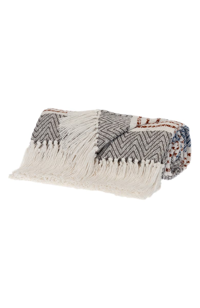 PARKLAND COLLECTION Kai Fringe Throw Blanket, Alternate, color, Gray