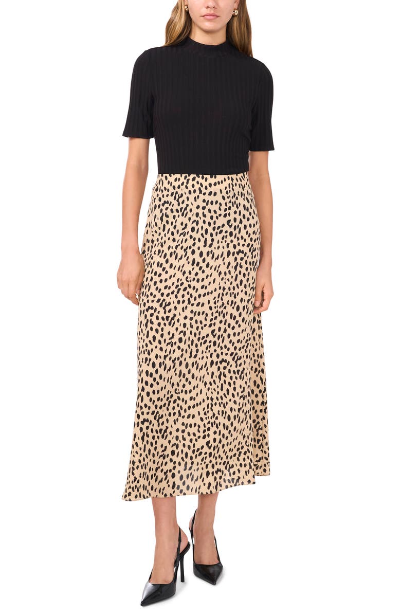 Vince Camuto Cheetah Print Bias Cut Maxi Skirt, Alternate, color, 