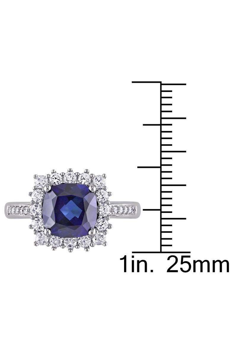 Created Sapphire & Diamond Halo Ring, Alternate, color, Lab-Created Sapphire