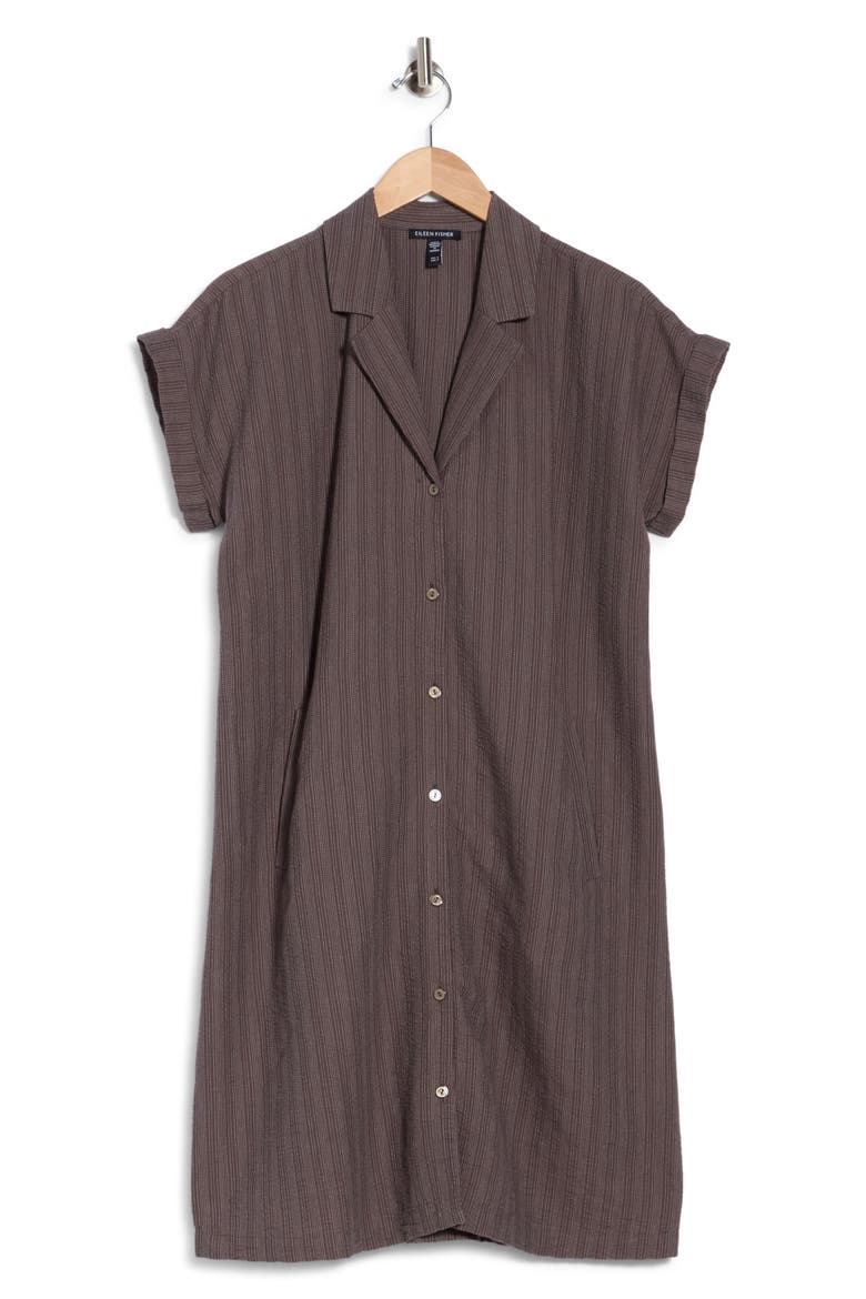 Notch Collar Organic Cotton Blend Shirtdress, Alternate, color, RYE