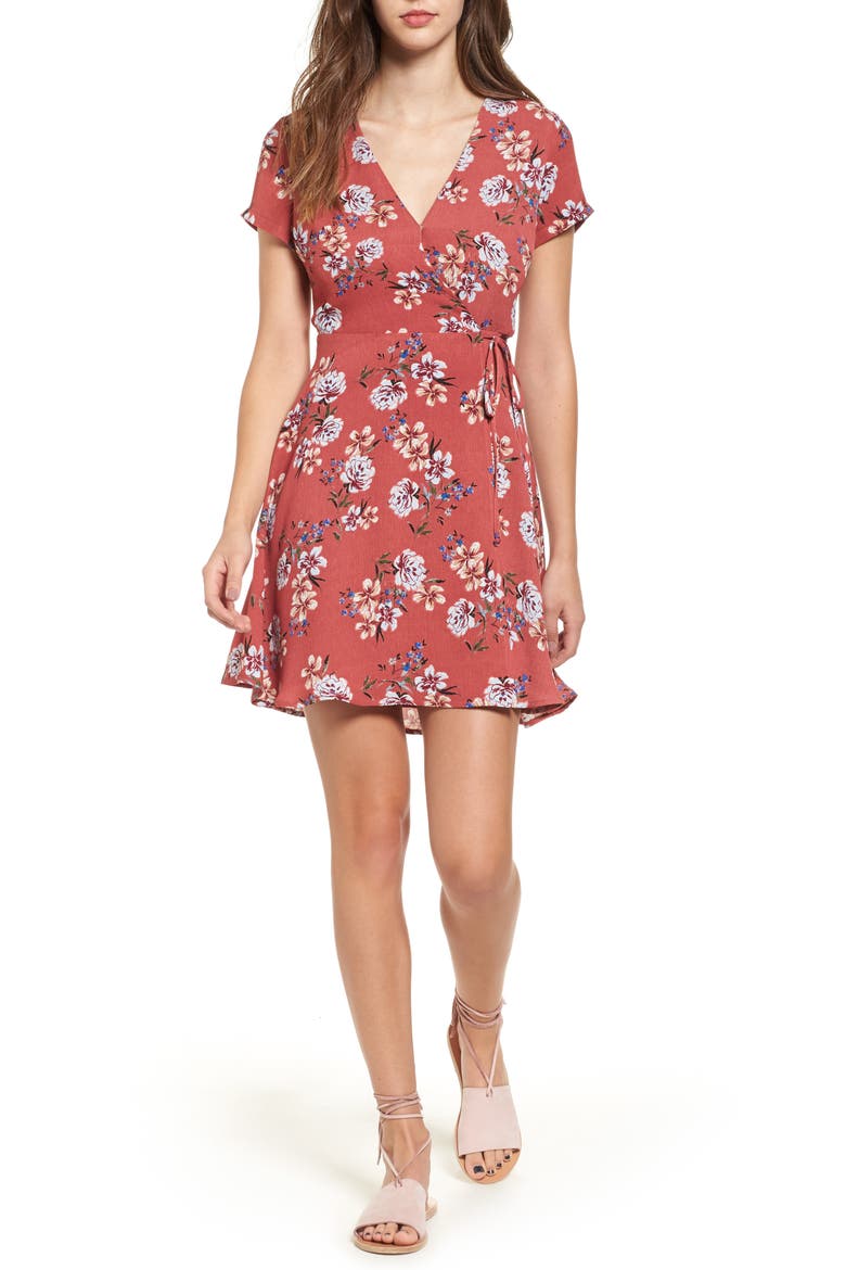Olivia Wrap Dress, Main, color, DUSTY ROSE BLUE