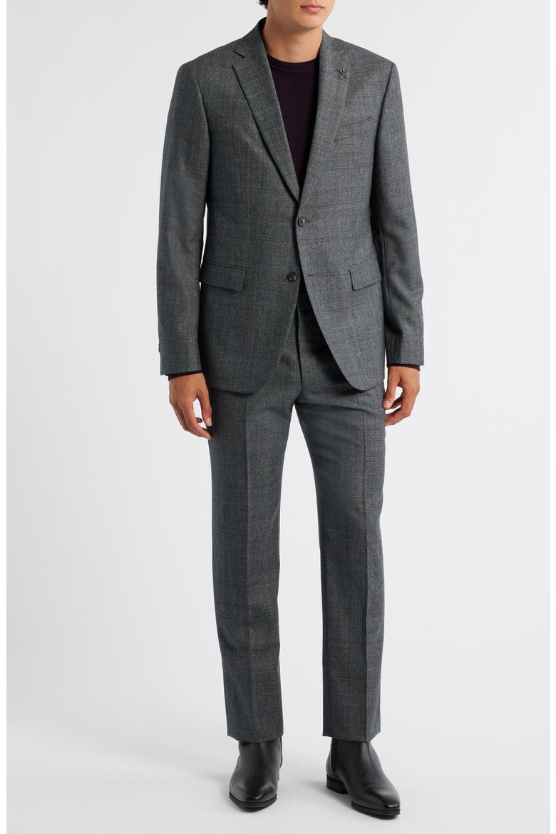 Bleeker Grey Glen Plaid Virgin Wool Suit, Main, color, CHARCOAL