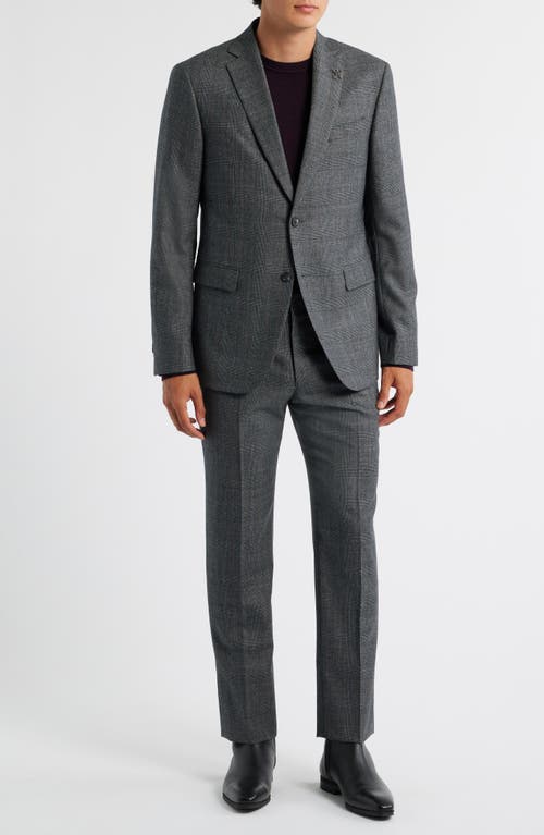 John Varvatos Star Usa Bleeker Grey Glen Plaid Wool Suit In Gray
