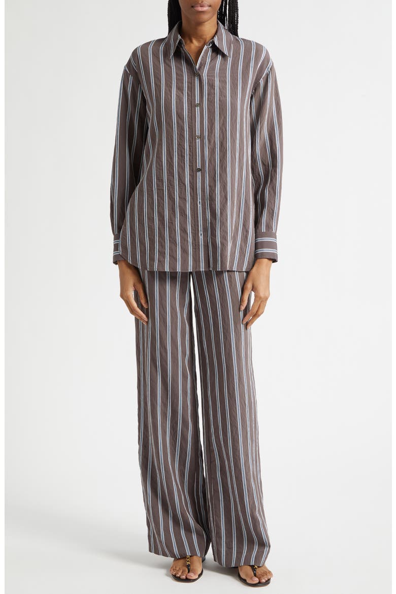 Carraway Stripe Wide Legs Pants, Alternate, color, DARK MOCHA