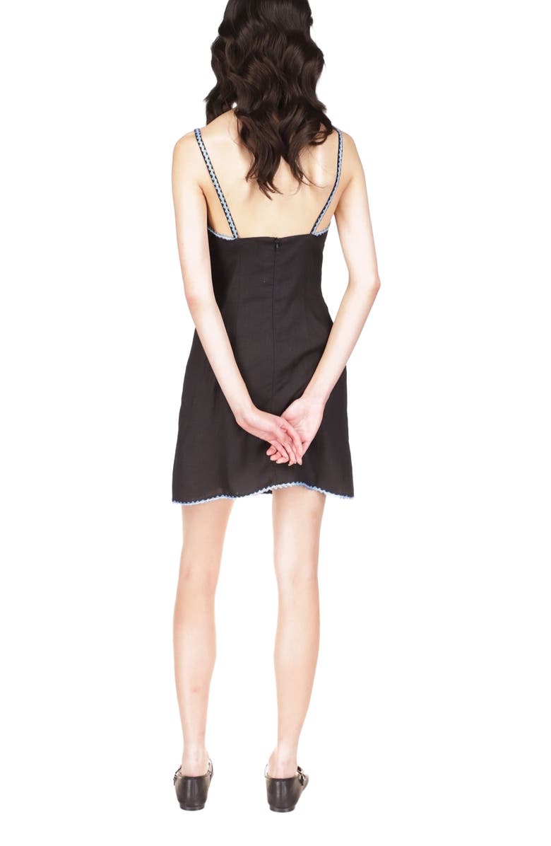 Anna Sui 3-D Pansy Embroidered on Linen Dress, Alternate, color, 