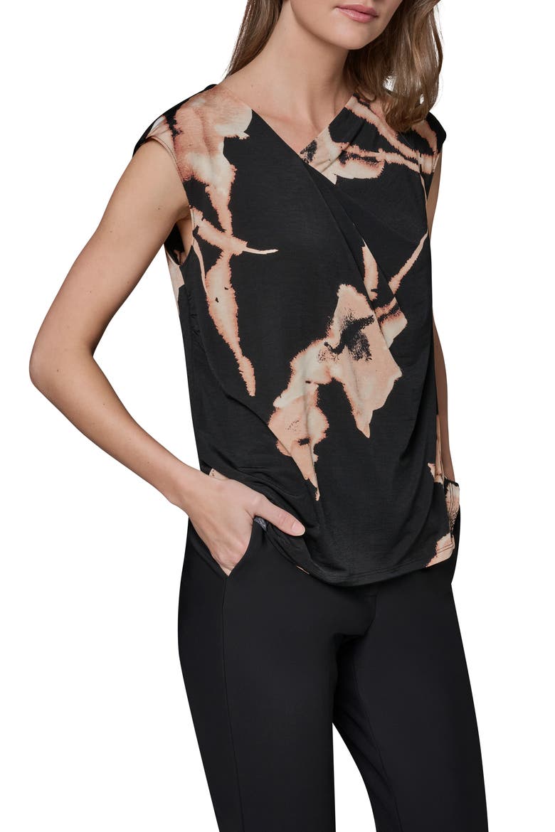 Floral Asymmetric Neck Top, Alternate, color, BLACK MULTI