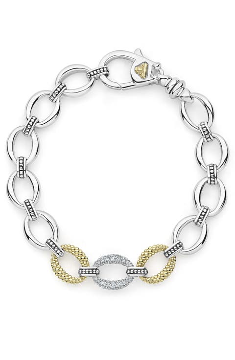 Caviar Lux Diamond Station Link Bracelet
