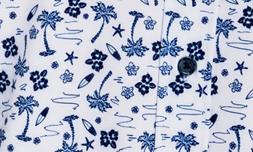 Construct Slim Fit 4-way Stretch Short Sleeve Button-up Shirt In Blue