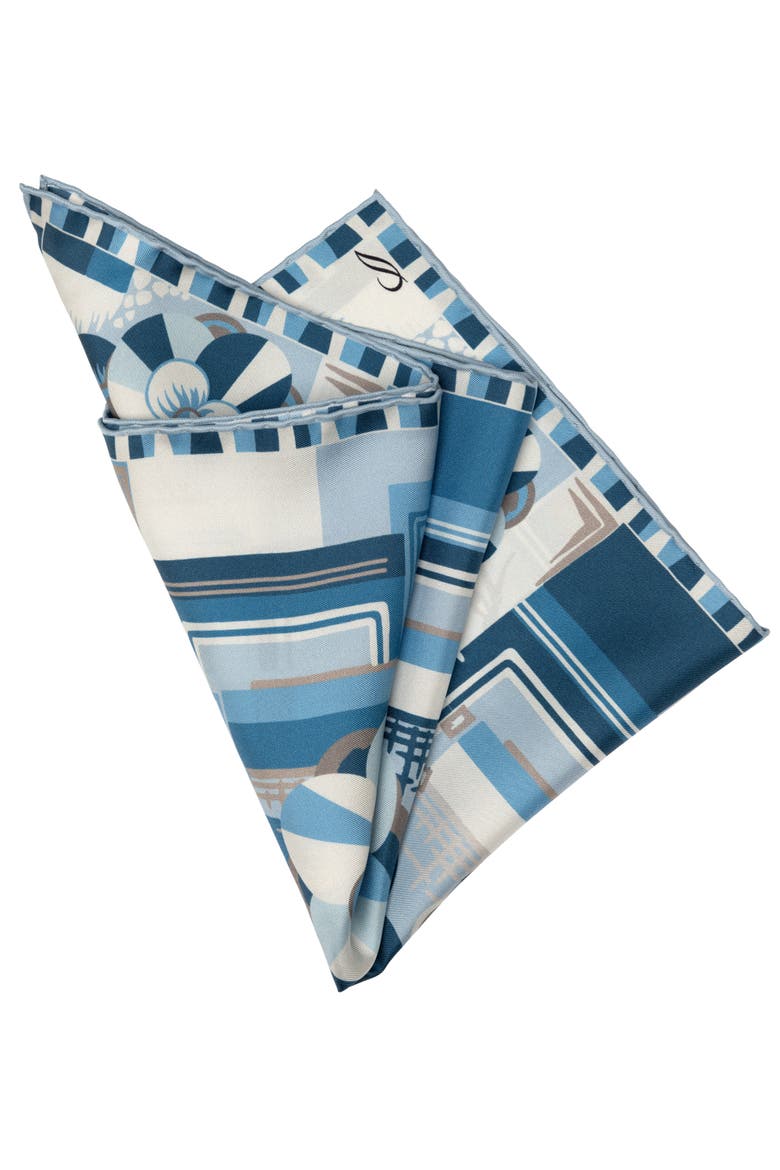 Piero - Silk Pocket Square for Men, Alternate, color, Blue