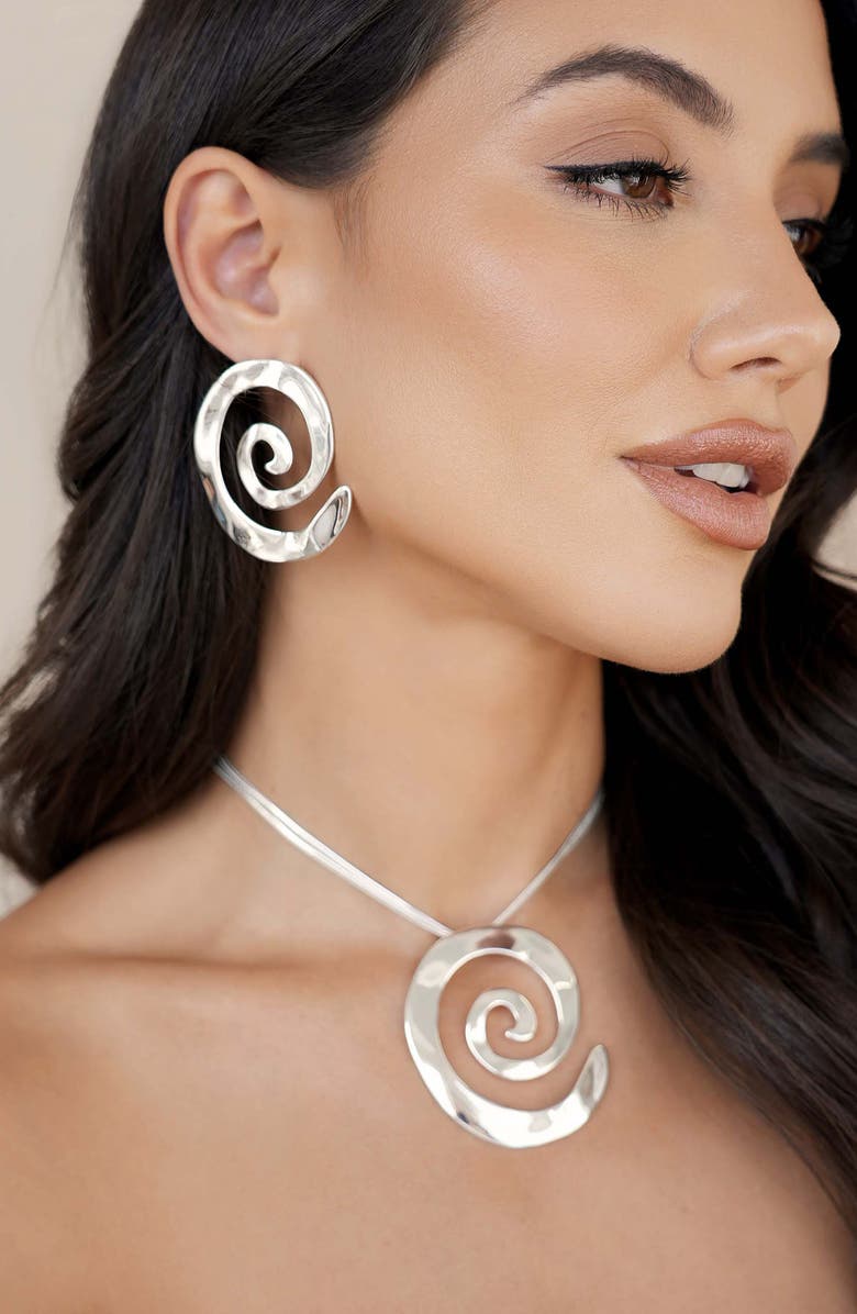 Ettika Aura Swirl Earrings, Alternate, color, Silver