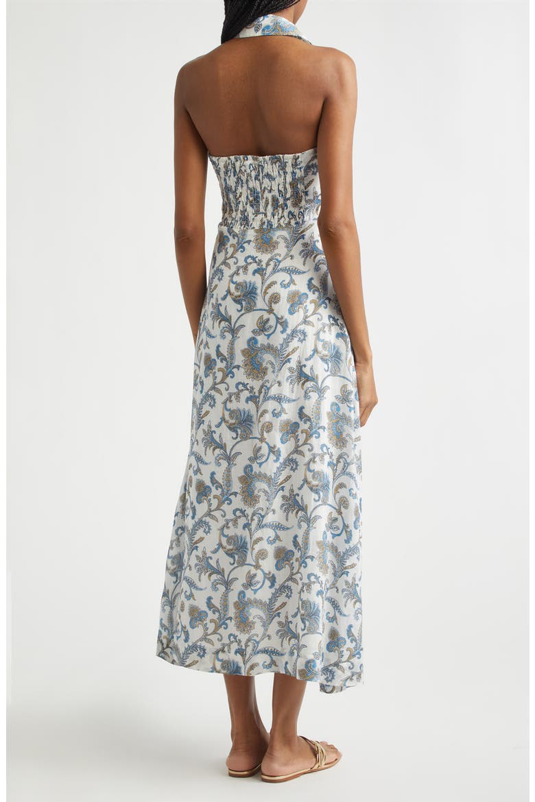 Mackey Paisley Halter Neck Sleeveless Ramie Shirtdress, Alternate, color, DOVE MULTI