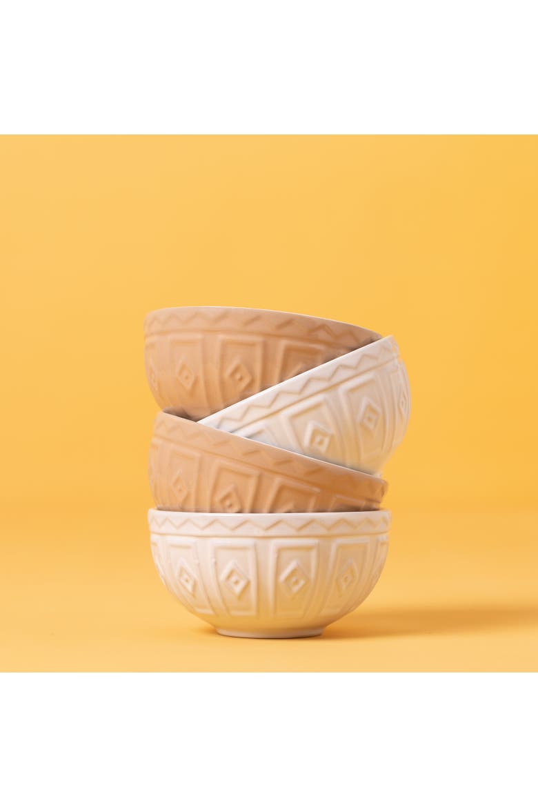 Cane Mini Prep Bowl Set, 4 Durable Stoneware Bowls for Kitchen Prep, Alternate, color, Beige