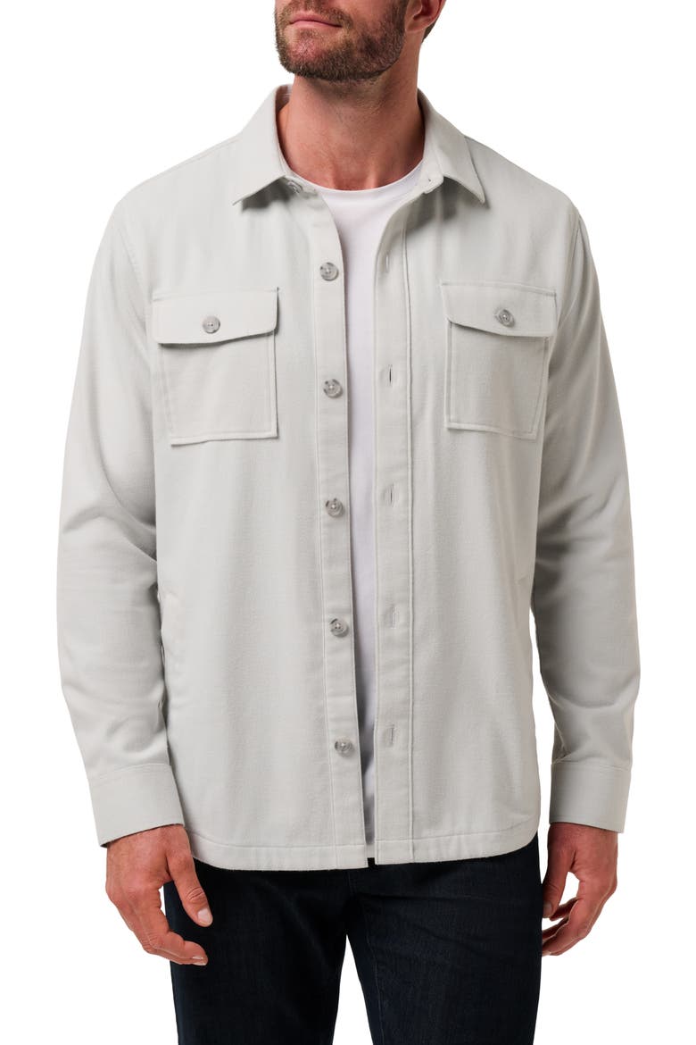 Wanna Bet Stretch Poplin Button-Up Shirt Jacket, Alternate, color, HEATHER LIGHT GREY