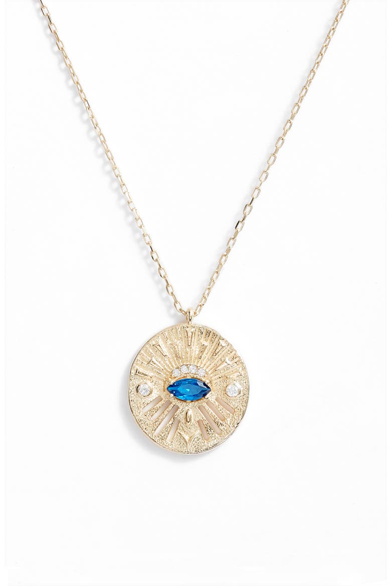 Evil Eye Medallion Necklace, Main, color, GOLD