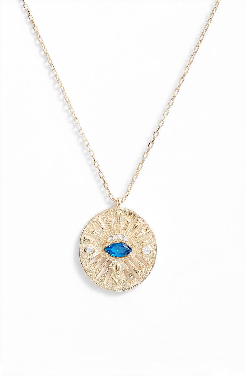 Argento Vivo Sterling Silver Evil Eye Medallion Necklace, Main, color, 