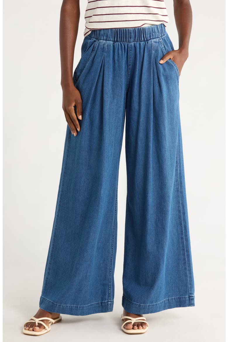 Allison Pull-On Wide Leg Denim Pants, Main, color, MEDIUM WASH