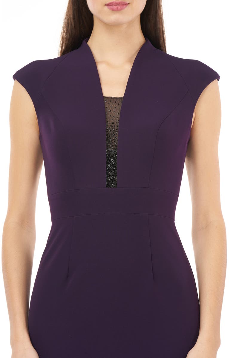 Carmen Marc Valvo Infusion Cap Sleeve Crepe Gown, Alternate, color,