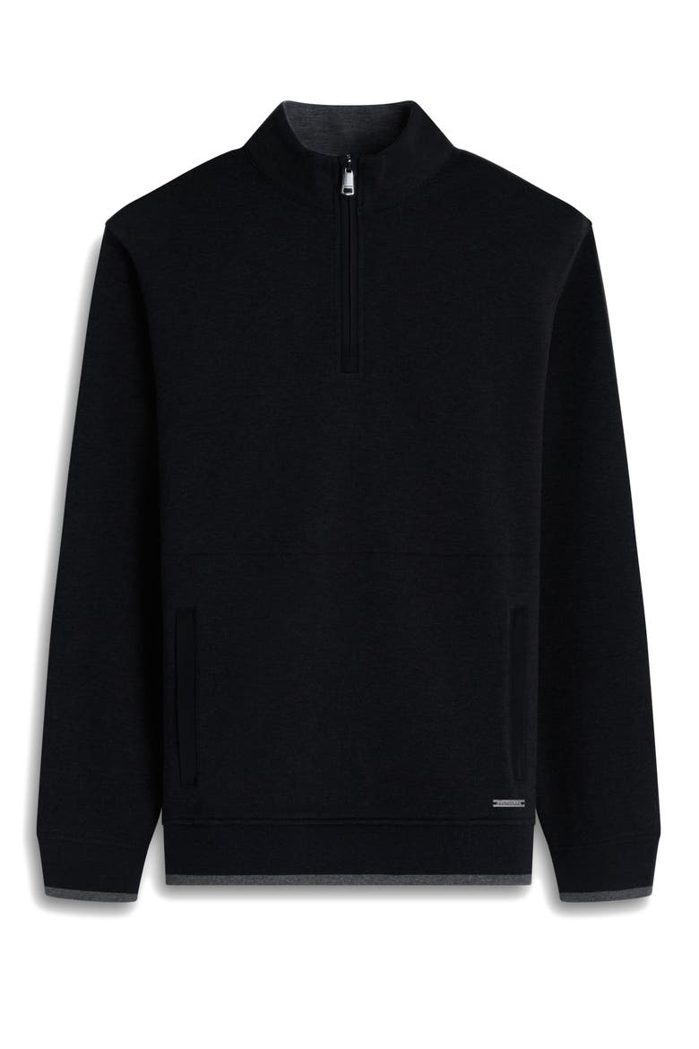 Heathered Quarter Zip Pullover, Alternate, color, BLACK