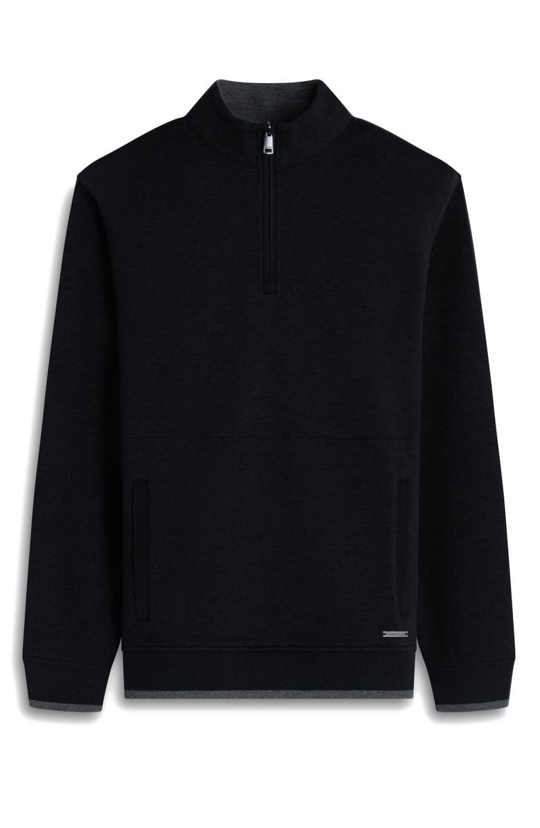 Bugatchi Heathered Quarter Zip Pullover, Alternate, color, Black