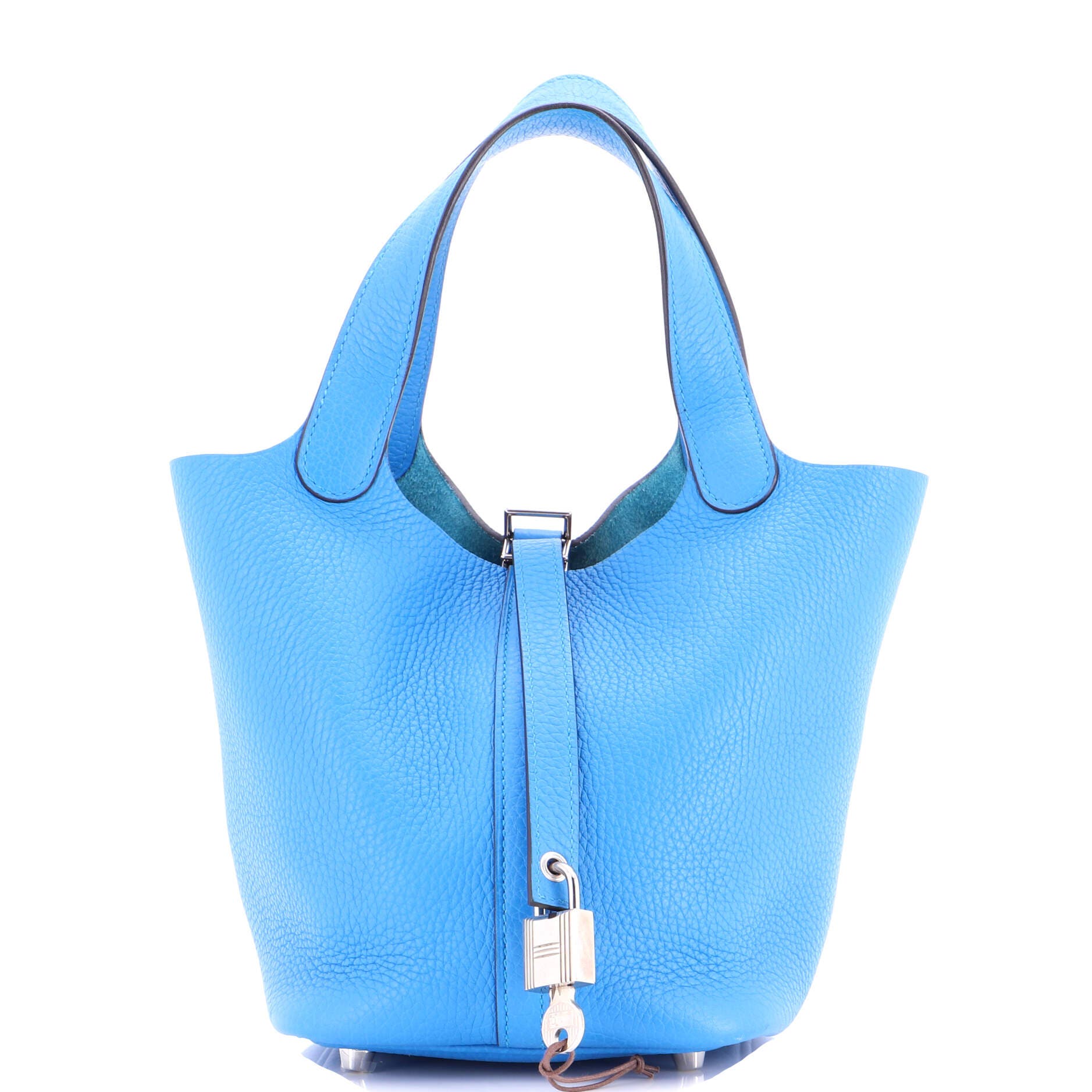 Pre-Owned Hermes Picotin Lock Bag Clemence PM, Main, color, Bleu Zanzibar