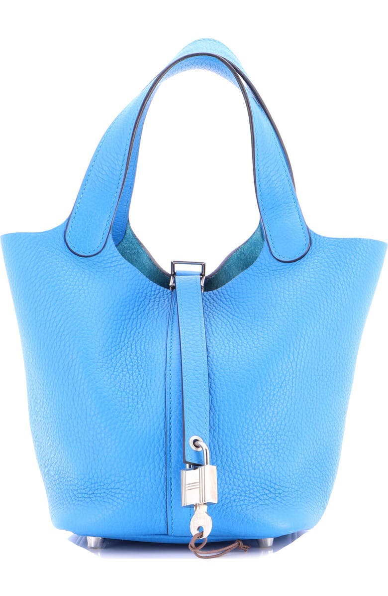 Pre-Owned Hermes Picotin Lock Bag Clemence PM, Main, color, Bleu Zanzibar