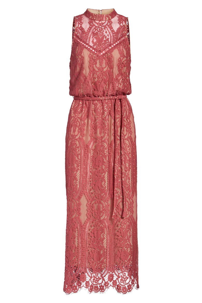 'Portrait' Lace Midi Dress, Alternate, color, RED BAROQUE