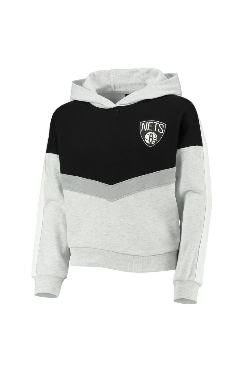 Outerstuff Girls Youth Heathered Gray Brooklyn Nets All Yours Pullover Hoodie, Alternate, color, Heather Gray