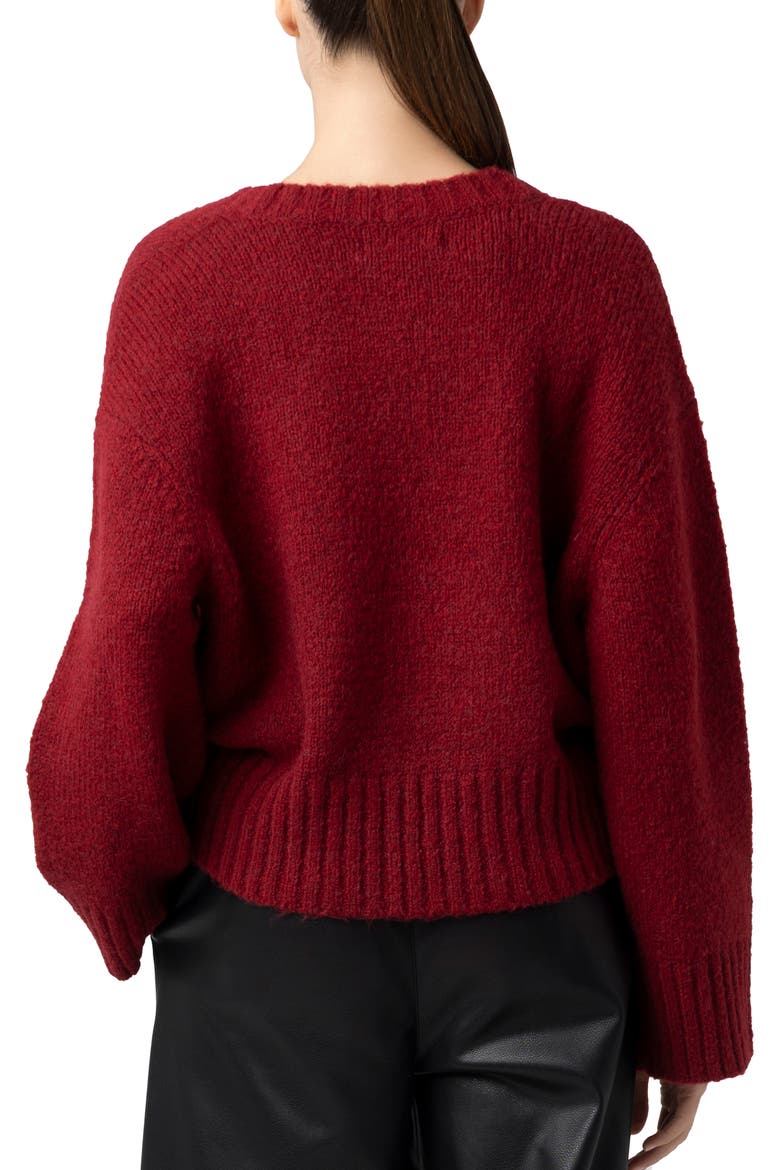 Heart Button Cardigan, Alternate, color, CRIMSON CREST