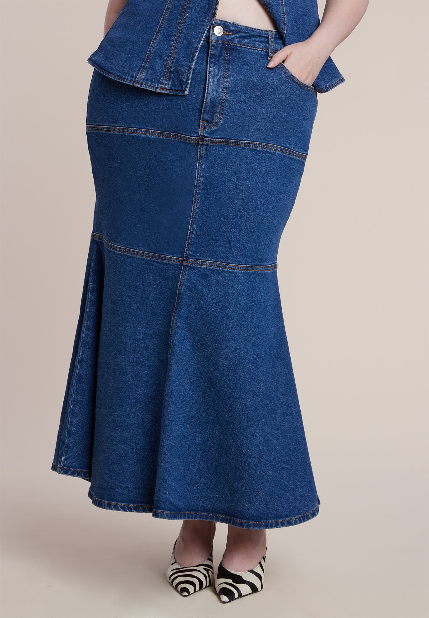 Denim Trumpet Maxi Skirt - image 2