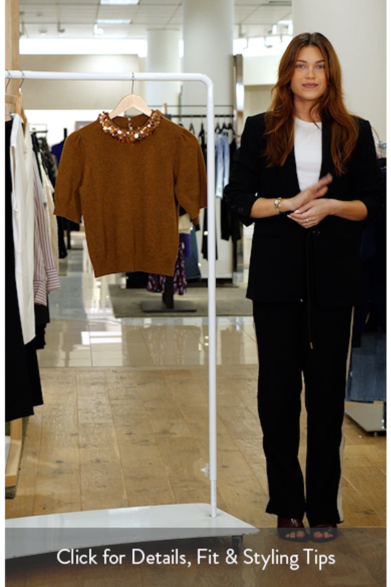 Crystal Collar Short Sleeve Cashmere Sweater video