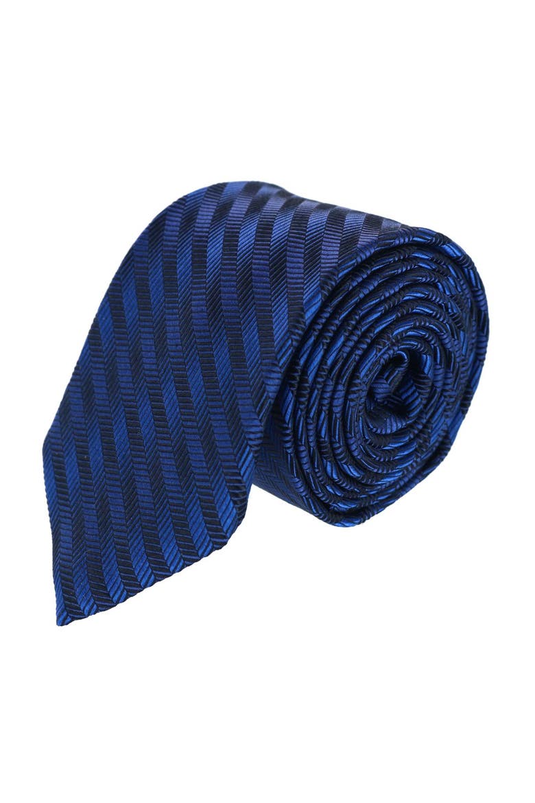 Nathanial Regal Patterned Diagonal Line Silk Business Necktie, Main, color, Royal Blue