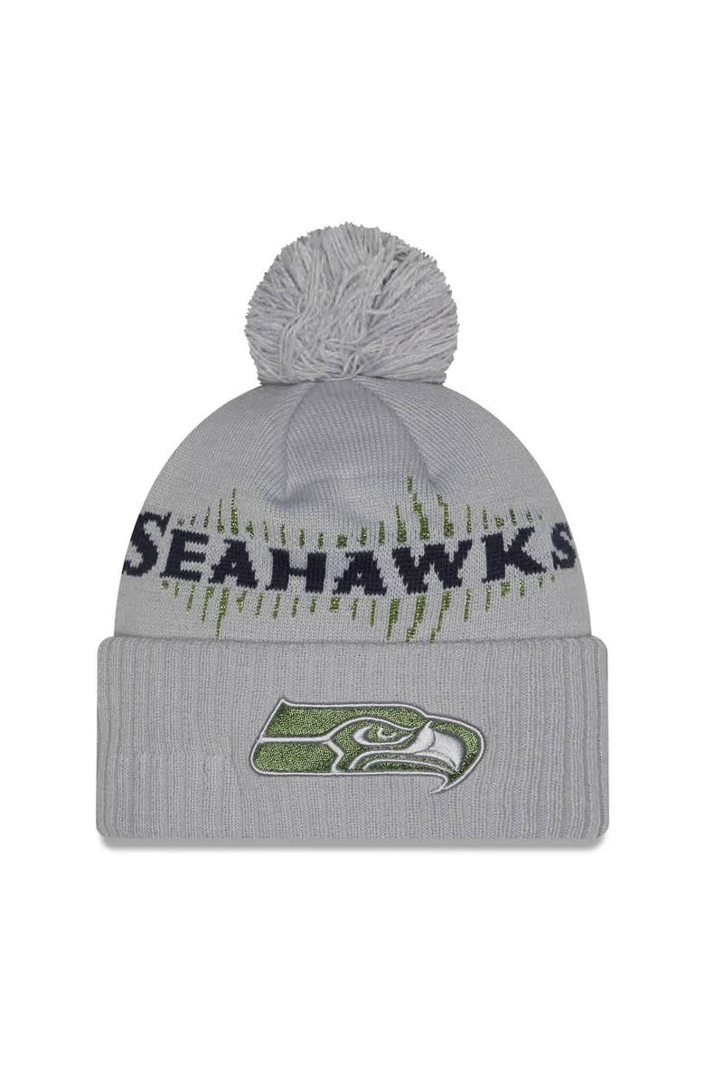 New Era Men's New Era  Wolf Gray Seattle Seahawks 2025 Rivalries Collection Sideline Cuffed Knit Hat with Pom, Main, color, 